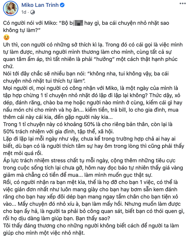 MC Miko Lan Trinh công khai chân dung người yêu chuyển giới, kể chuyện bị chỉ trích chỉ vì để nửa kia thắt dây giày hộ - Ảnh 2.